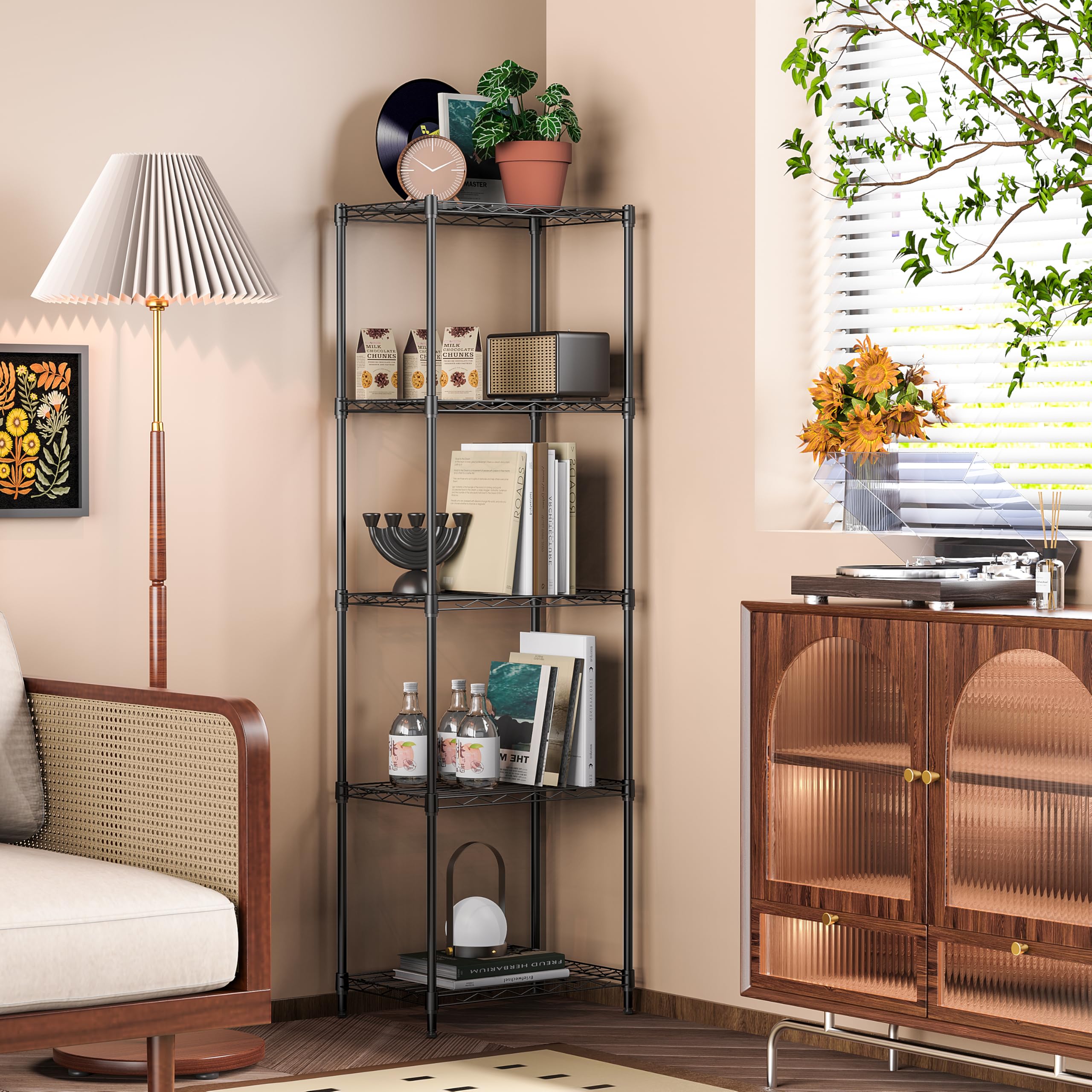 Amazon｜IZEUK スチールラック 5段 固定メッシュ棚 収納棚 防錆加工