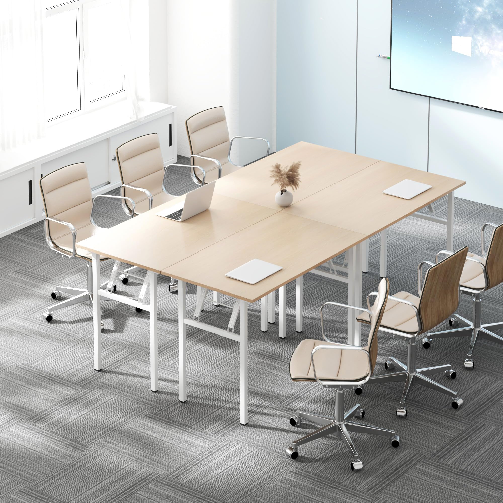 sogesfurniture Opvouwbaar computerbureau, klaptafel, keuken, klein wandbureau, inklapbaar, 80 x 40 x 75 cm, console, meubels, hout, metaal, voor werk, conferentie, gaming, thuis, teak en wit