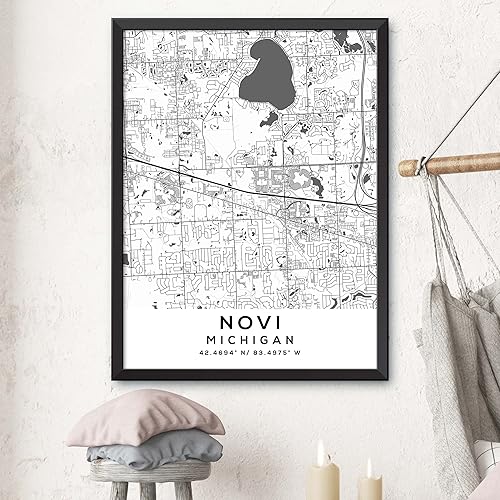 Miniatura 3 de Mapa de Novi, Michigan, Light 2 (12x16)