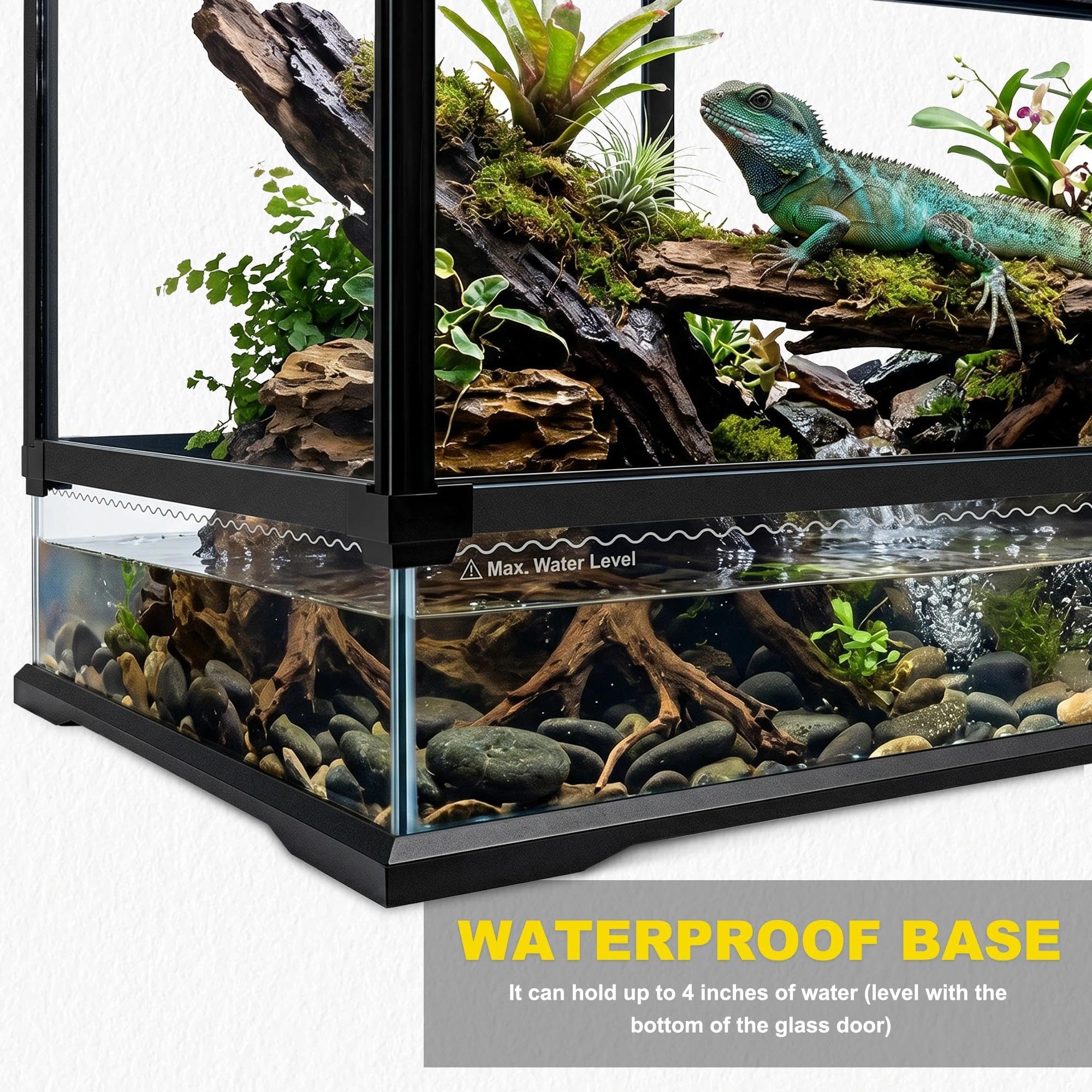 Terrario professionale in vetro da 43 galloni 61 x 45,7 x 61 cm resistente serbatoio habitat rettile con telaio in lega di alluminio resistente al calore, doppie porte a battente anteriori