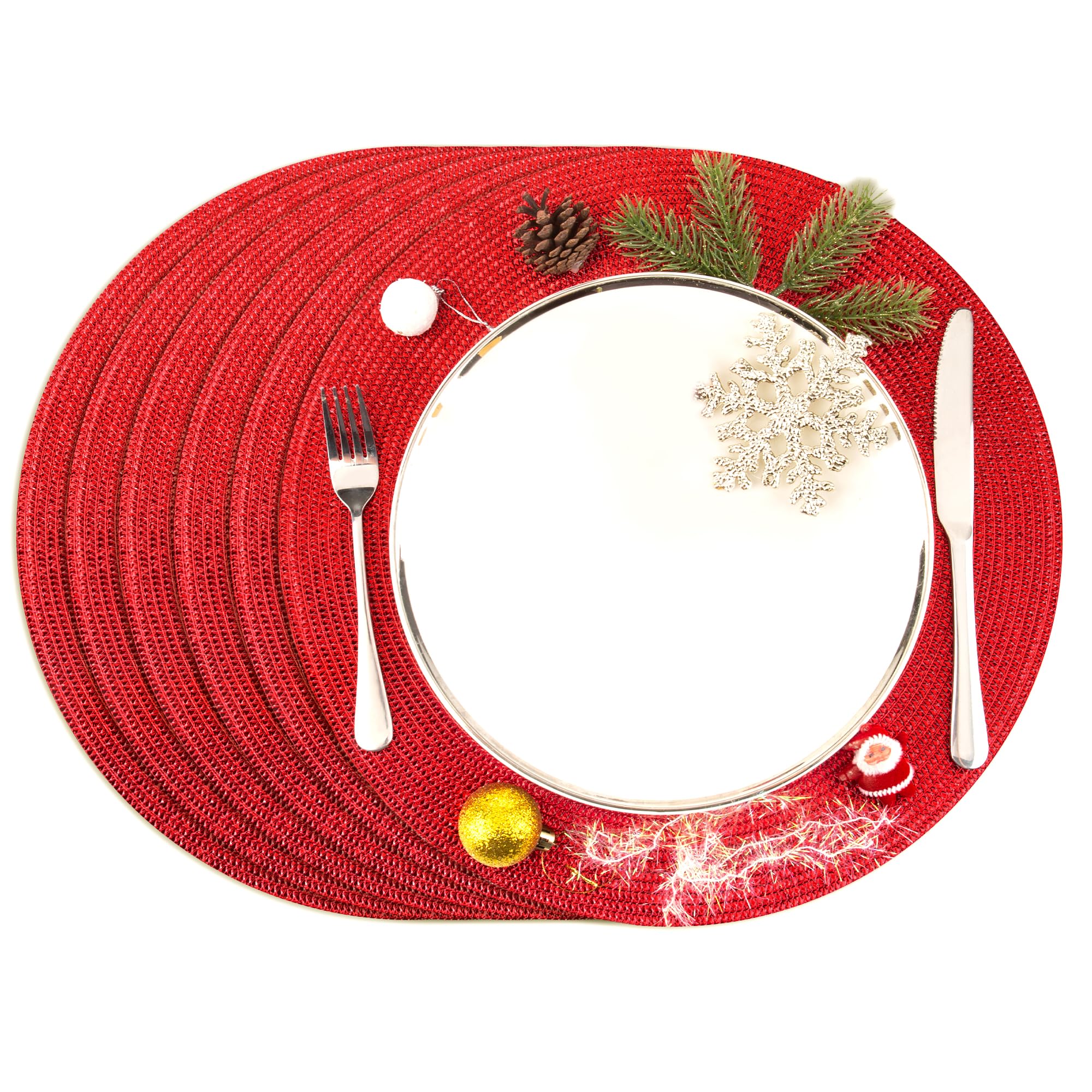 Juego de 6 manteles individuales de Helena de 38 cm de diámetro, lavables para comedor, cocina, boda, fiesta, boda, boda, boda, boda, boda, Navidad, etc