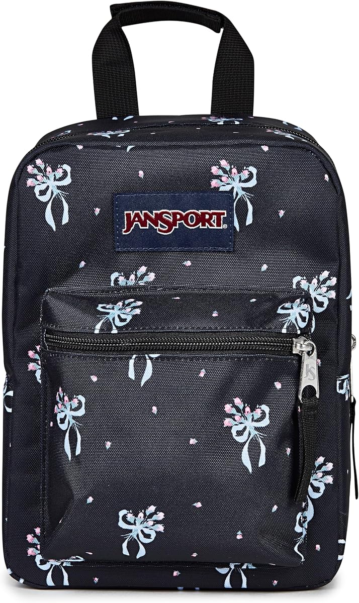 JanSport Big Break Bolsa de almuerzo aislada - Nevera de viaje, Pétalos pastel negro | Nevera de viaje pequeña y compacta con lados blandos para excursiones de un día