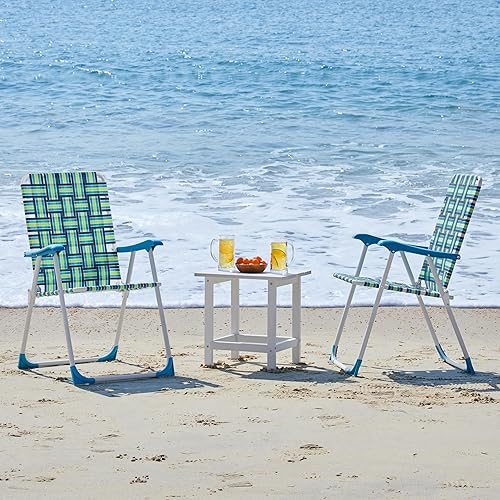 Miniatura 2 de Yaheetech Juego de 2 sillas de camping de playa al aire libre, silla plegable con reposabrazos para adultos, sillas portátiles y robustas con marco