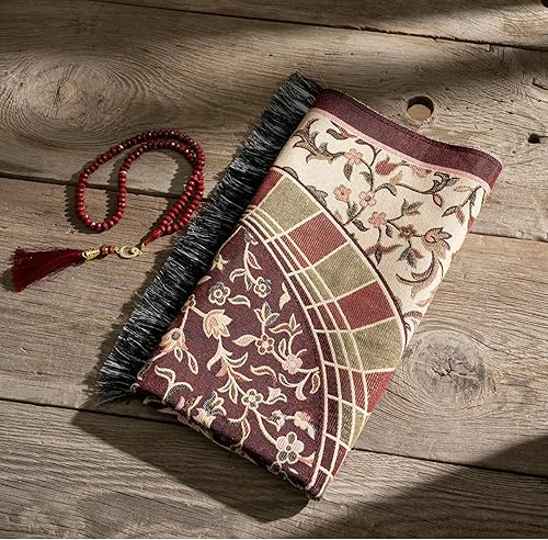 Miniatura 2 de Alfombra de oración musulmana con cuentas de oración islámica, alfombrilla de oración de viaje, regalos islámicos para mujeres, oración portátil