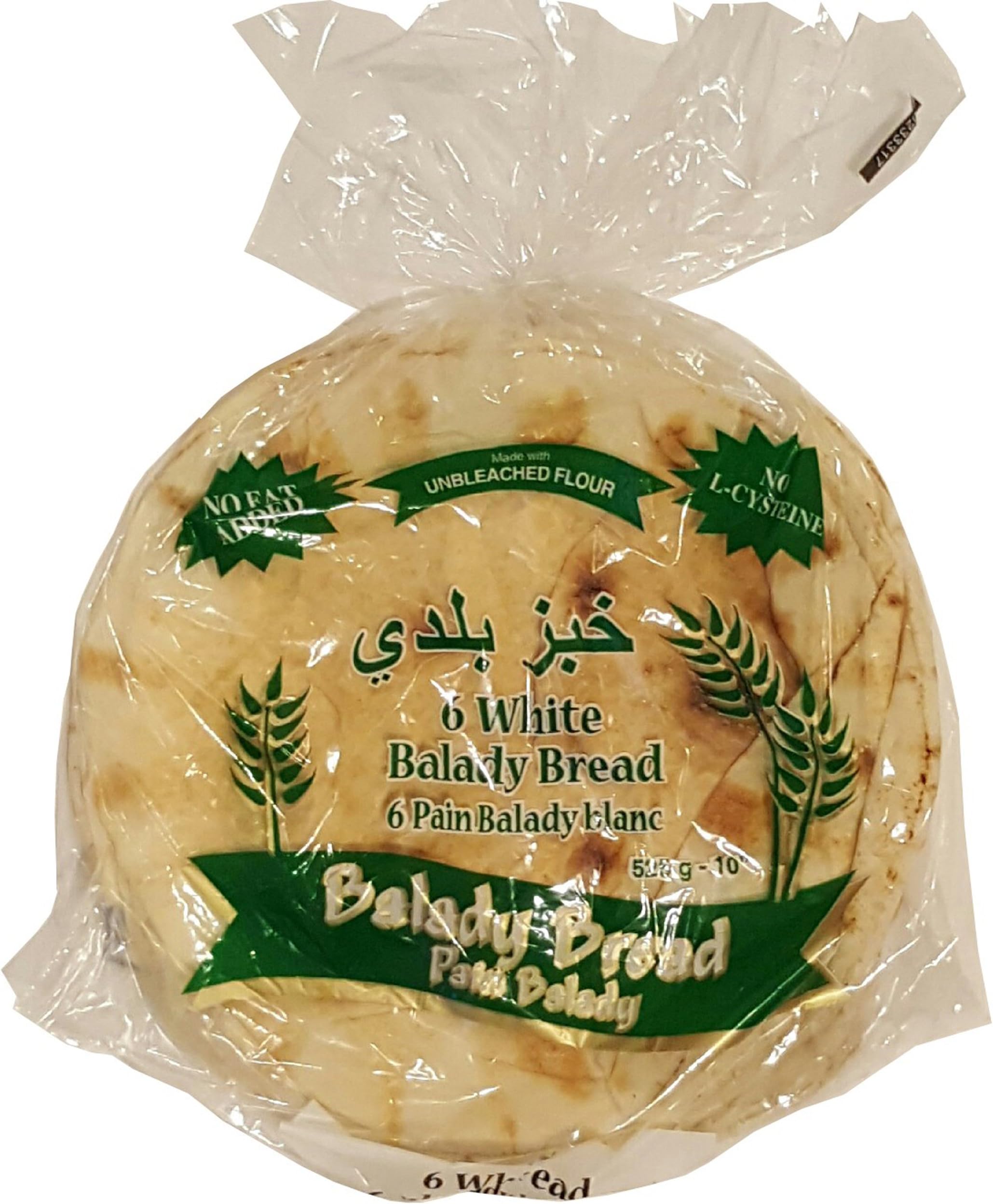 Mediterranean Balady White Pita Bread 10" 525g, 4 bags, 6 bread each