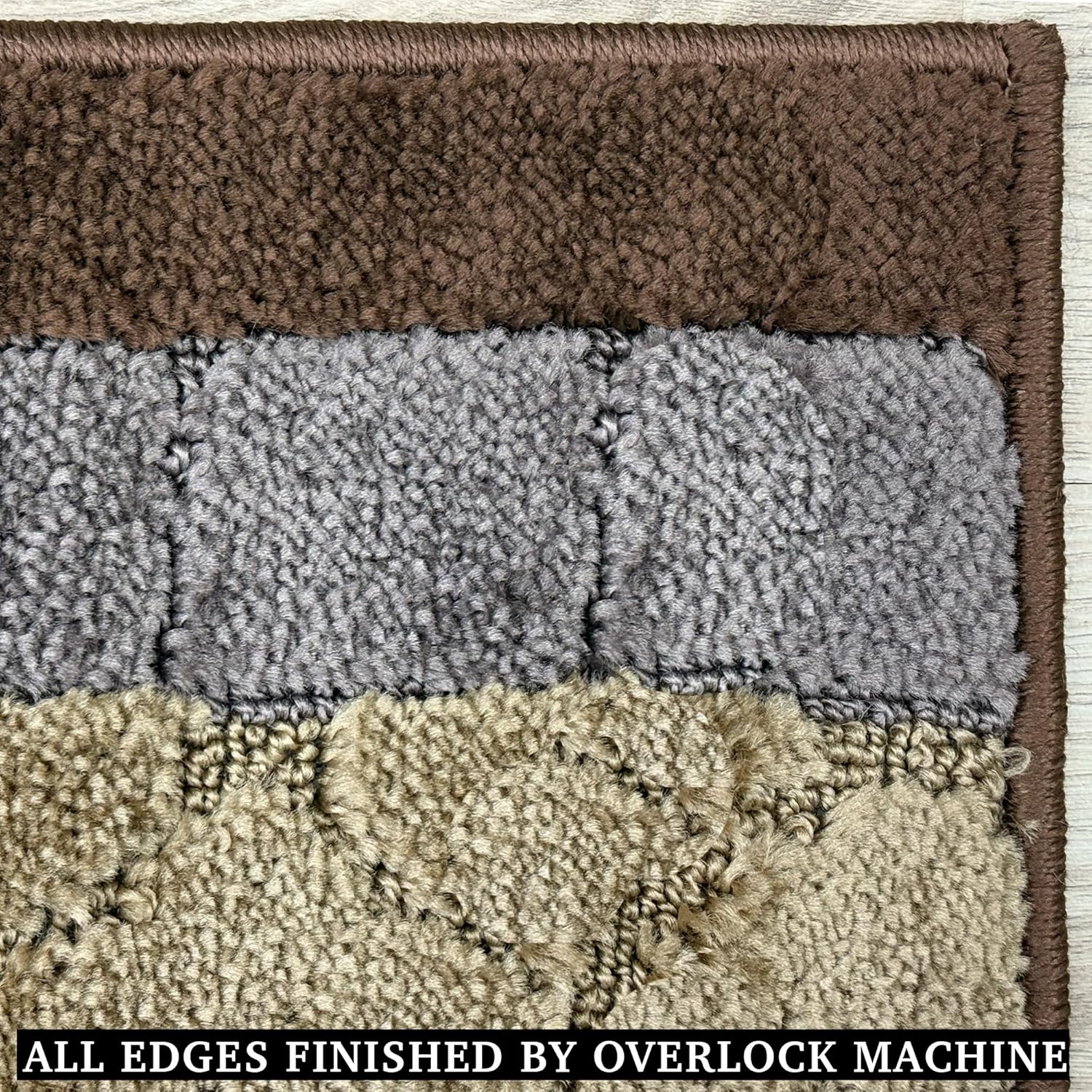 English Home Custom Size Non Slip Washable Cobblestone Design Runner Rug (Brown-Beige, 26"" x 05')