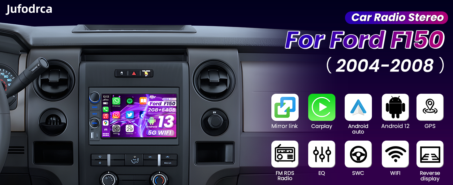 Double Din Car Stereo 2G 64G] Radio De Coche Para Ford F150 F250 F350