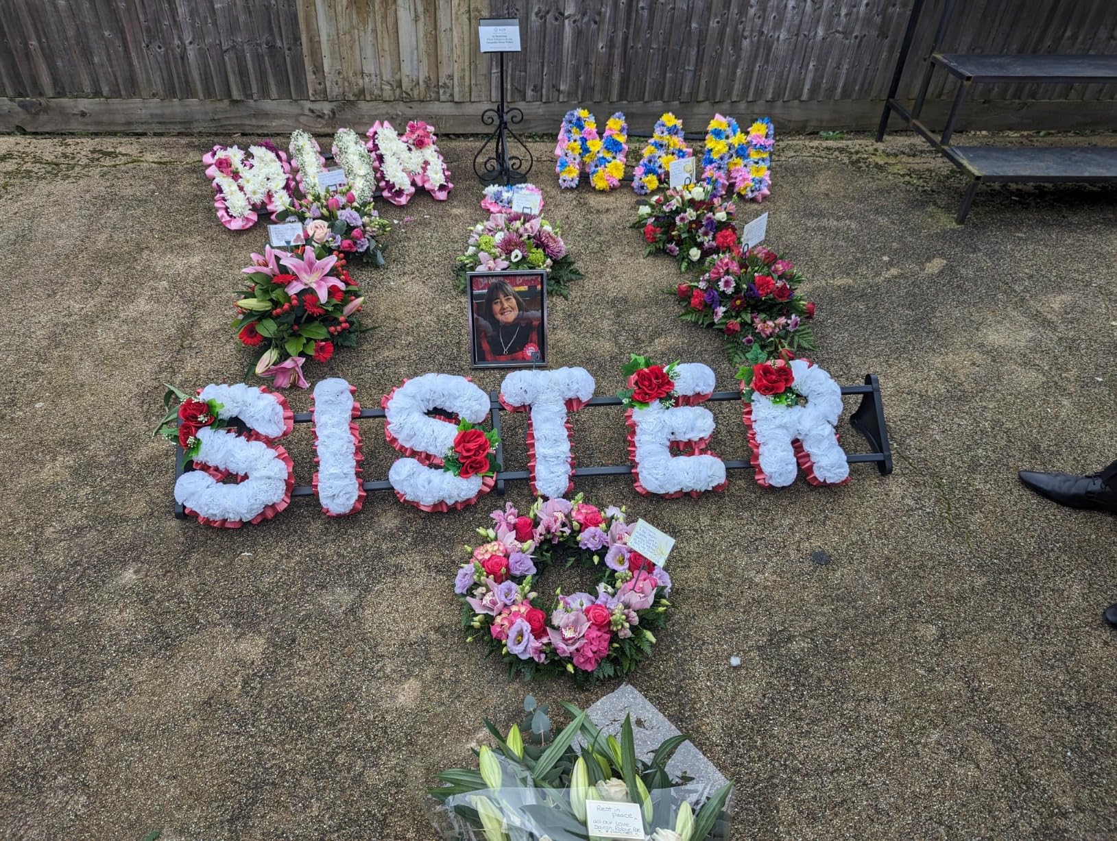 SISTER Artificial Silk Funeral Flowers Name Letter Tribute : Amazon.co