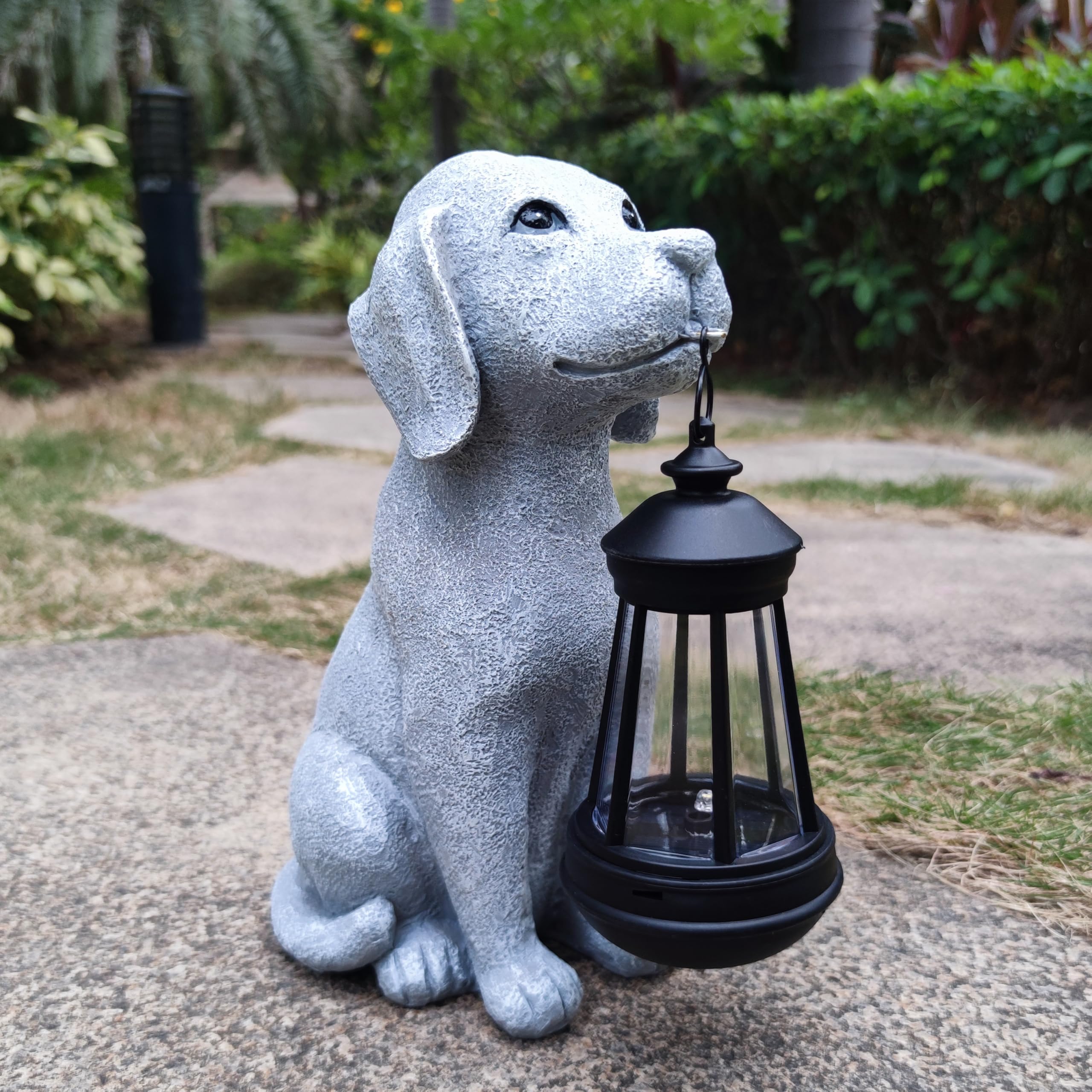 Statua solare da giardino per esterni con luce LED, lanterna a energia solare, decorazione per cortile, prato, statua per terrazza, balcone, decorazione per hobbistica, unica