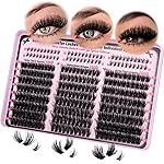 Goddvenus Lash Clusters Volume Cluster Eyelash Extensions D Curl Waterproof Individual Lashes 240pcs Fluffy Faux Mink Cluster Lashes and 60pcs Bottom Lashes for DIY Eyelash Extension