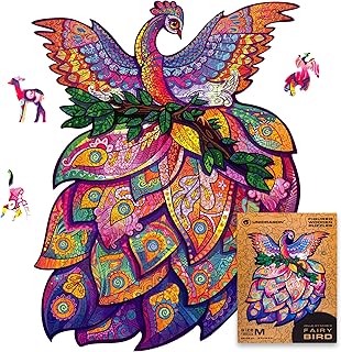 UNIDRAGON Wooden Jigsaw Puzzles - Fairy Bird, 198 pcs, Medium 9.7