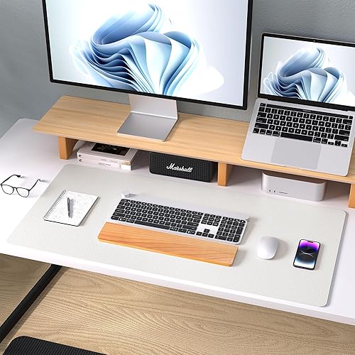 Miniatura 206 de Aothia Protector de escritorio de cuero, alfombrilla para mouse, alfombrilla de escritorio de oficina, antideslizante, de piel sintética, Agua,Azul