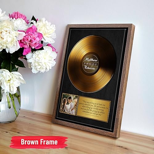 Vista 124 de H-DEWALL Letras de canciones personalizadas, lienzo enmarcado en marrón, música romántica del día de San Valentín, regalo personalizado para marido