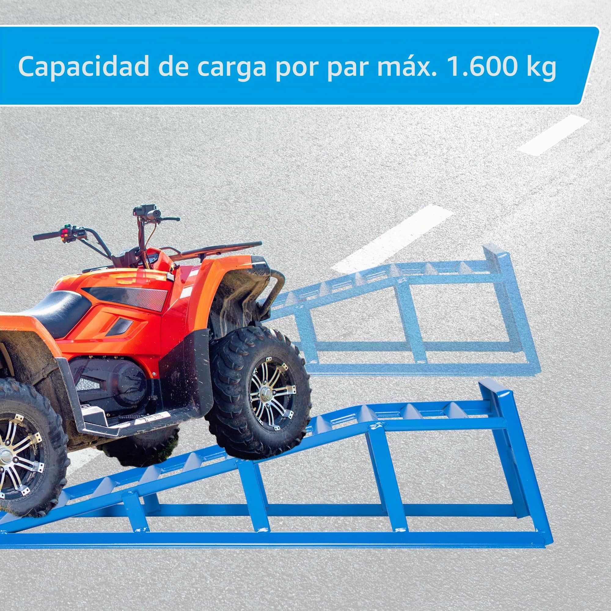 Cartrend 50156 Set de Rampas Extra Sólidas y Anchas, Soporta 1600kg, Ancho de Rueda hasta 225 mm