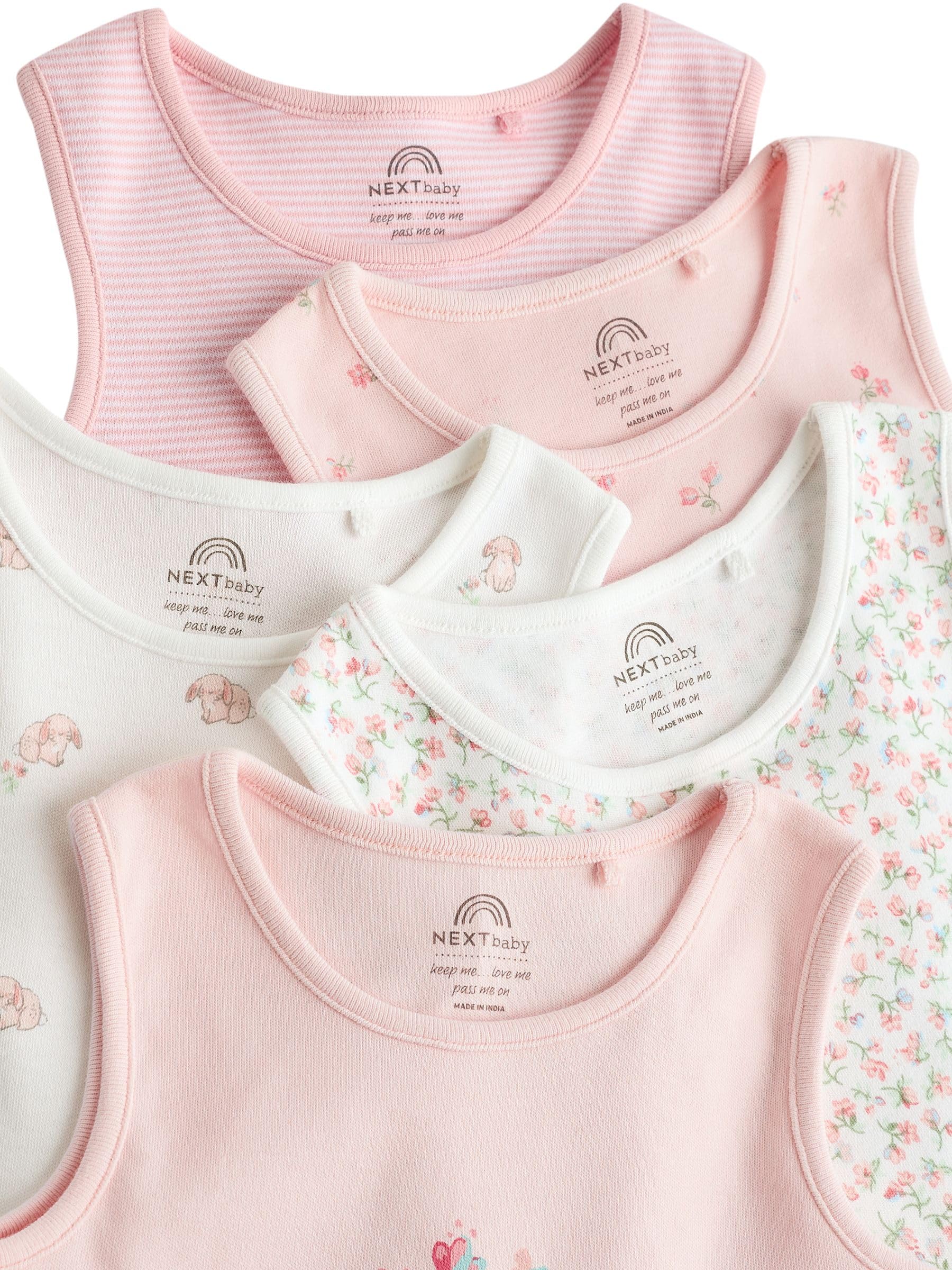 NEXT Bébé Fille Débardeur 100% Coton pour bébé, Lot de 5
