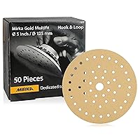 Vista 1 de Mirka Gold Multifit - Papel de lija de 5 pulgadas, grano 120 ganchos y bucles, paquete de 50 discos de lija de 5 pulgadas para lijadora orbital
