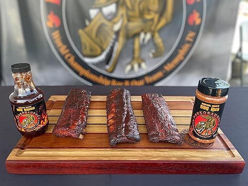 Miniatura 6 de Porkosaurus World Championship Pork Pitmaster Paquete de 2 salsa BBQ (22oz) y BBQ Rub (10oz)