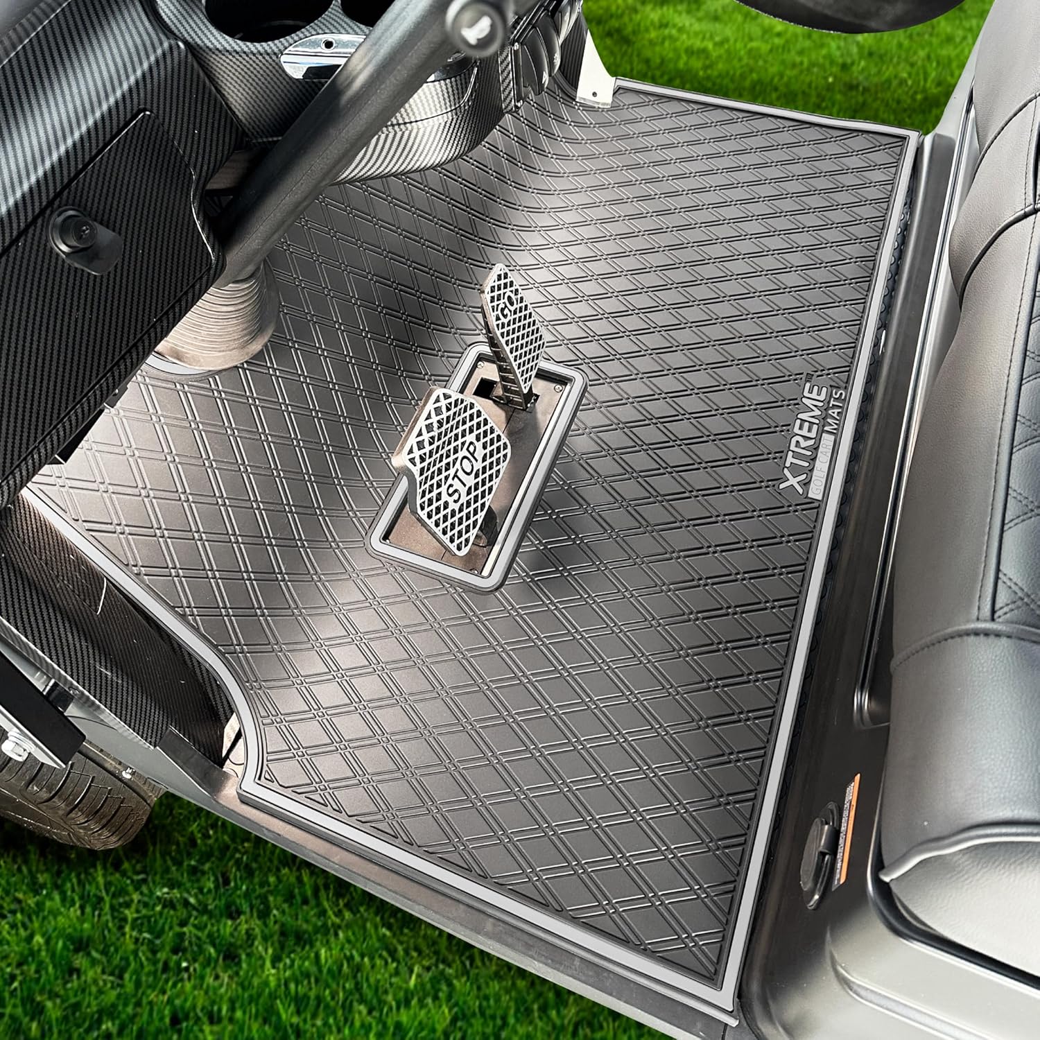 Xtreme Mats Premium Golf Cart Mats Compatible with ICON Epic Models - Custom Fit, Durable Protection, Rubber Floor Liner Protects Factory Flooring (All Black)