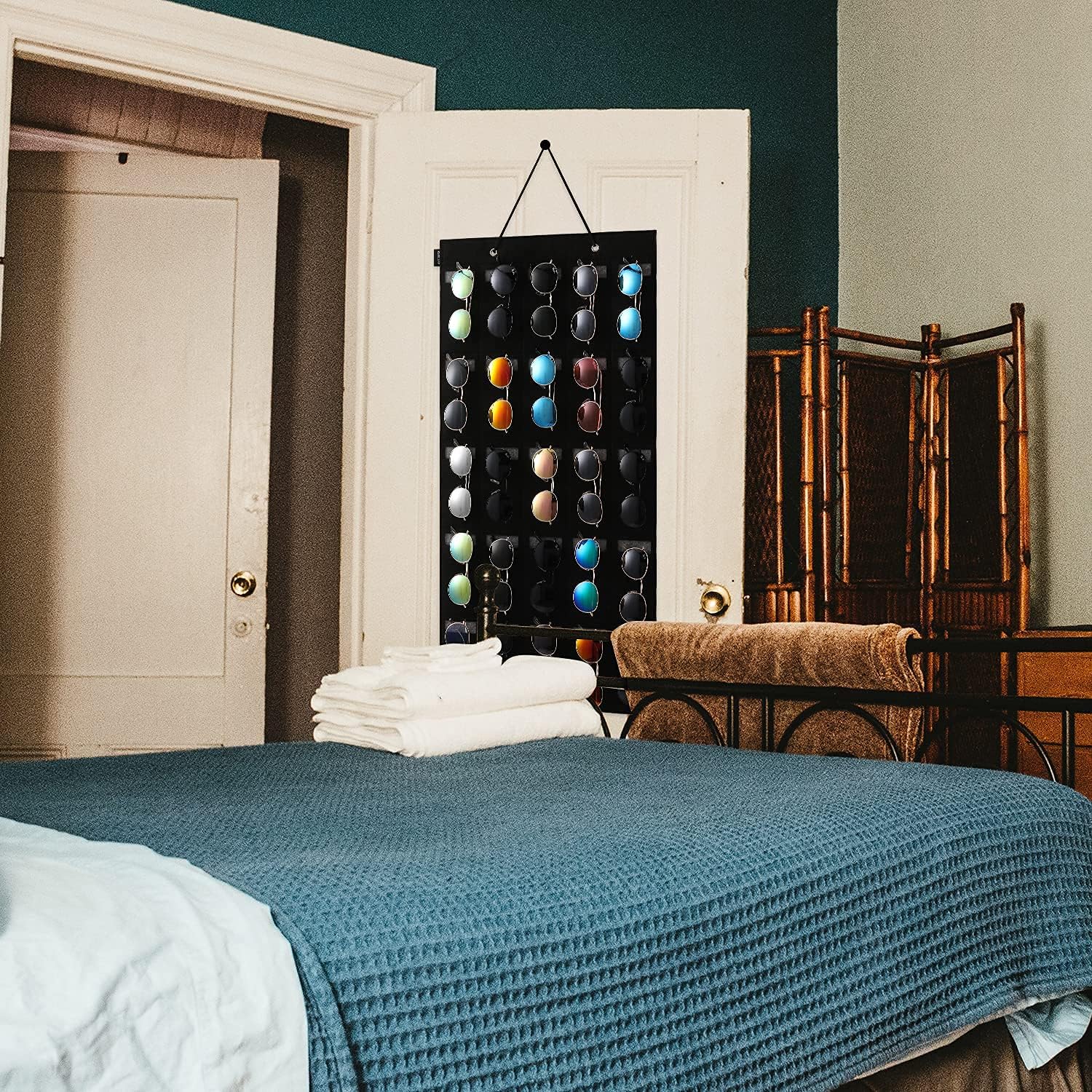 サングラスオーガナイザーストレージ &ndash; 16スロット メガネストレージ 壁ポケット ディスプレイ ドアに掛ける メガネディスプレイ