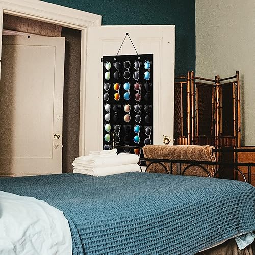 Miniatura 3 de KGMCARE - Organizador de lentes de sol, almacenamiento con 16 ranuras para colgar en la puerta, exhibición de lentes, a prueba de polvo