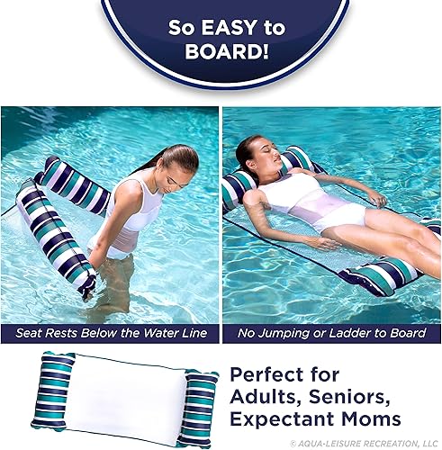 Miniatura 4 de Aqua - Original Monterey XL - Flotador de alberca y hamaca de agua 4 en 1, inflable, multiusos, para adultos, de material patentado de cloruro de