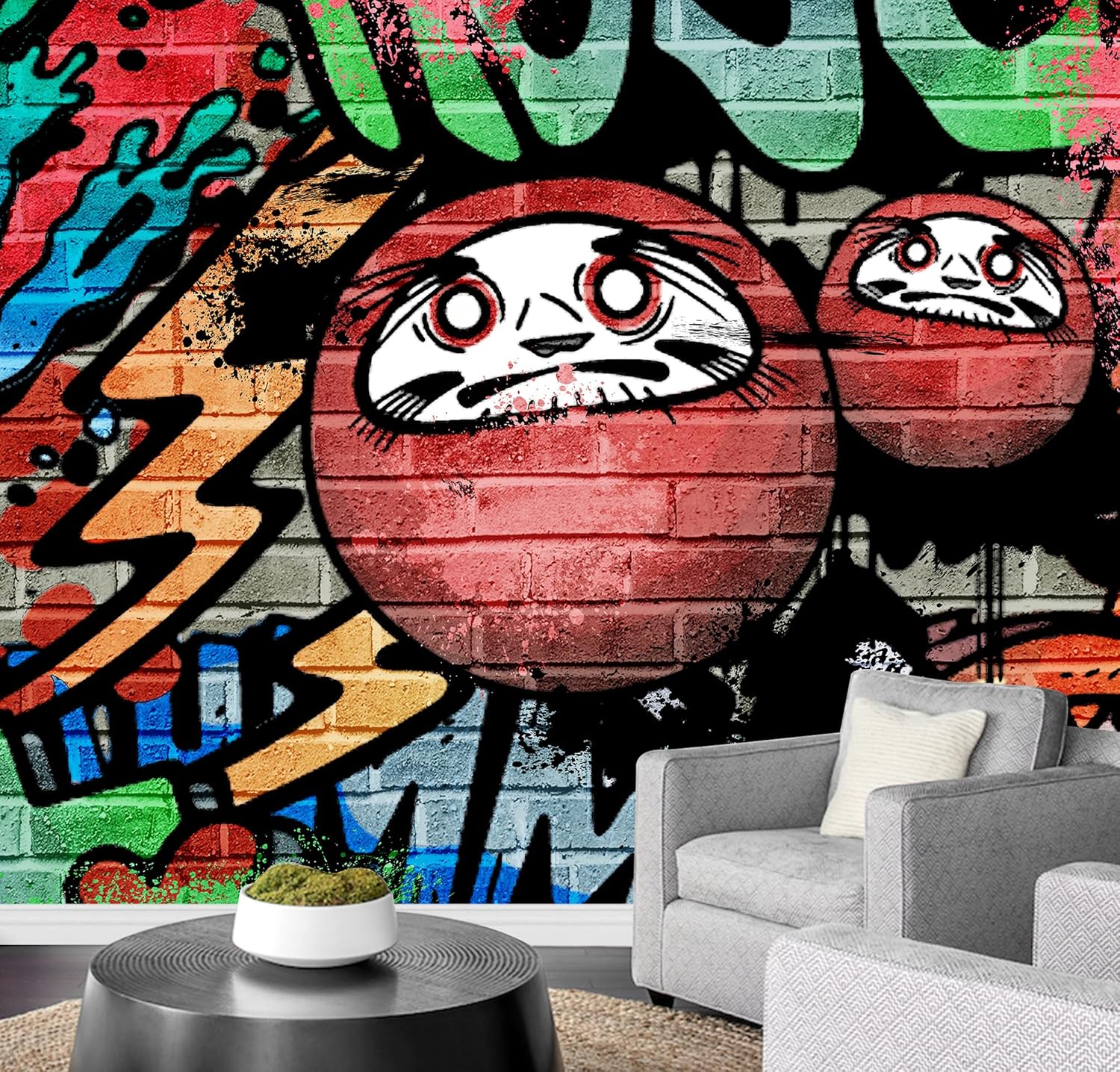 wall26 - Graffiti Background, Grunge Illustration - Removable Wall Mural | Self-Adhesive Large Wallpaper - 100x144 inches