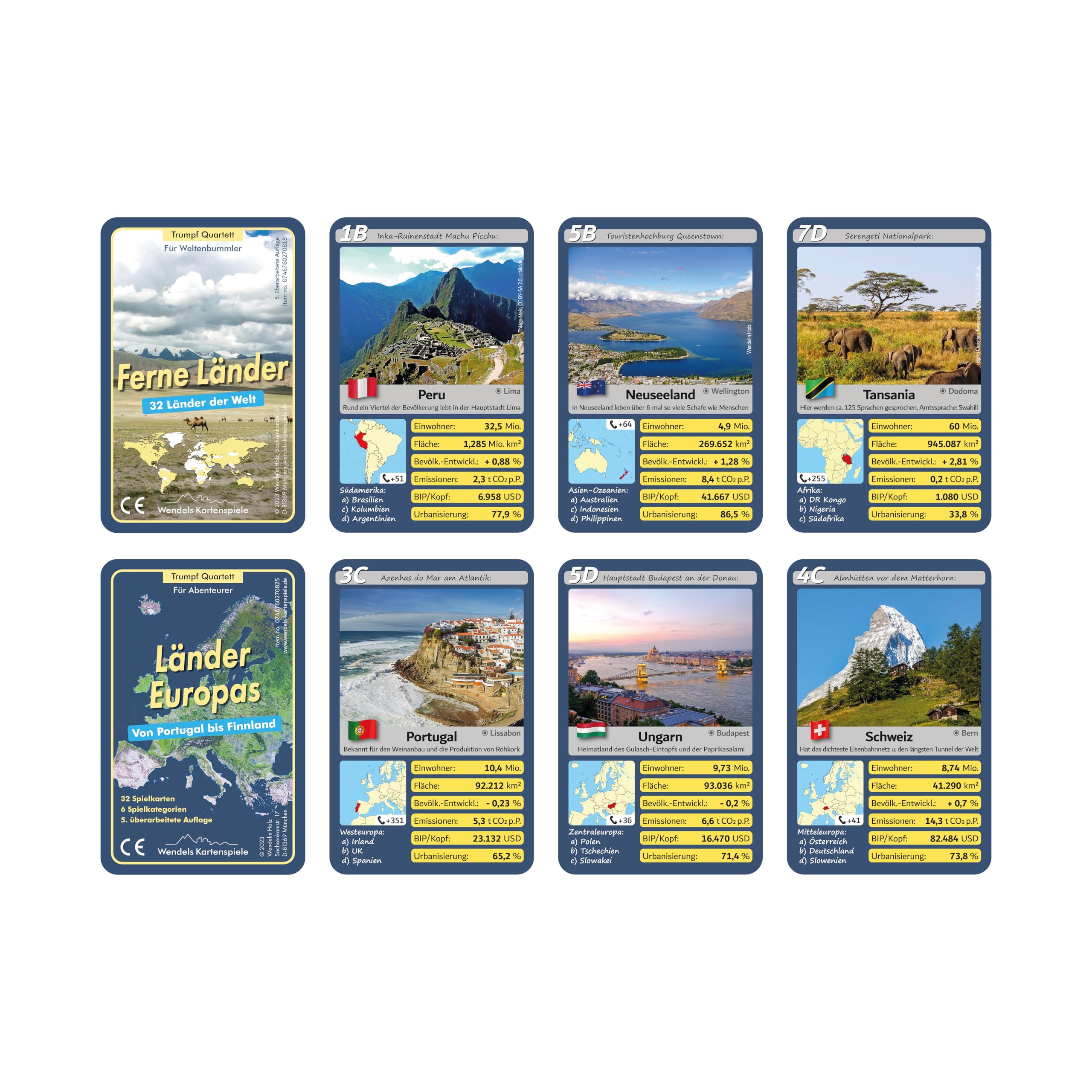 Wendels Kartenspiele Trump Quartet Game Set of 2: Countries of Europe and Far Countries, Ages 6+, Multicoloured - Image 2