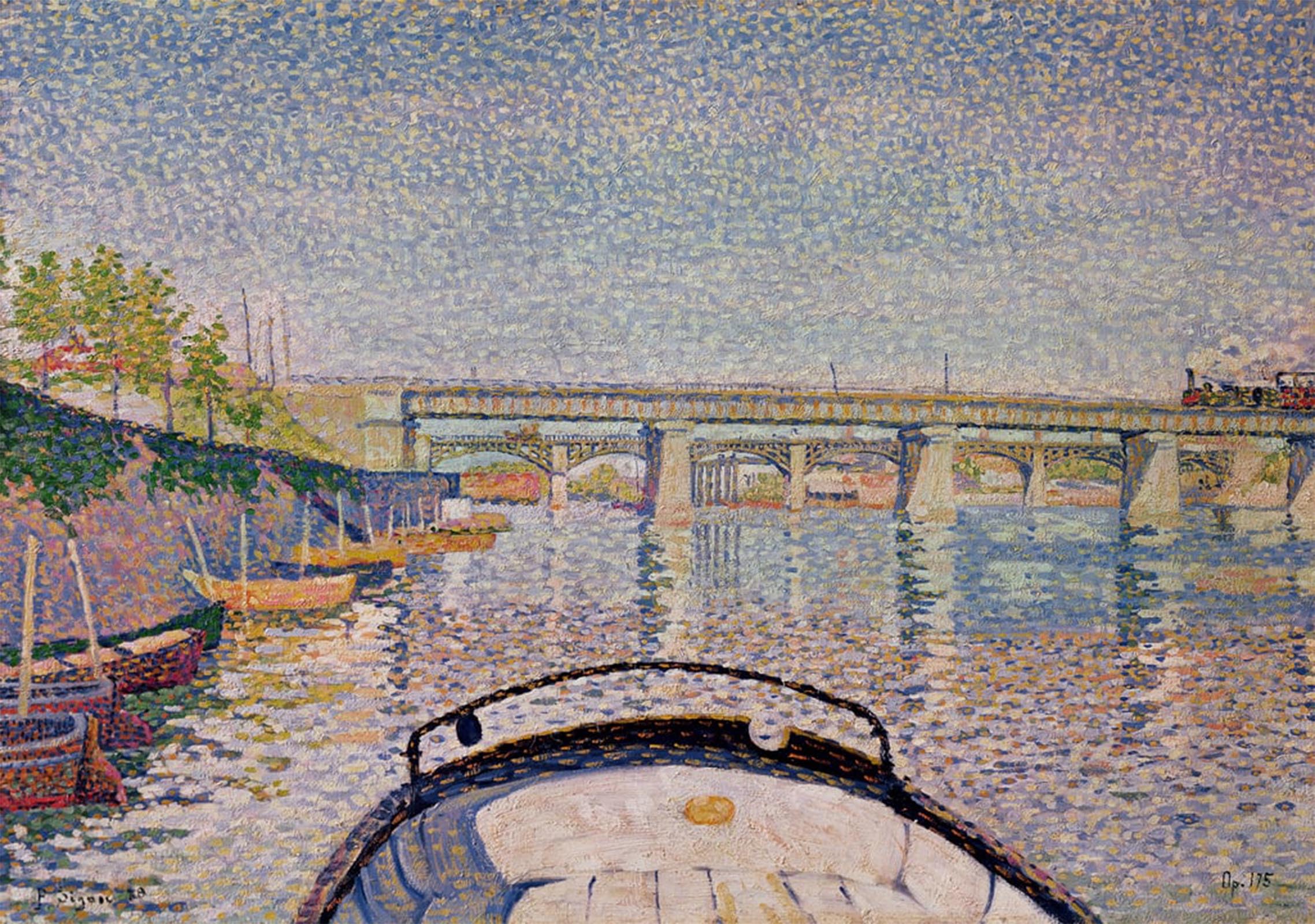 POSTERIIk Vintage Classic Picture Landscape Artwork the Bridge At Asnieres by Paul Signac Portrait Canvas Painting for Office Home Decor 60x90cm