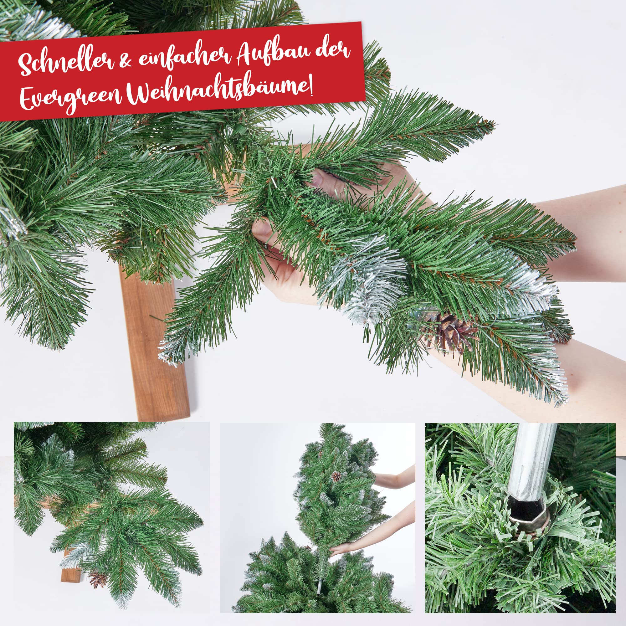 Wolkenland Künstlicher Weihnachtsbaum 220 cm – mit Holzständer