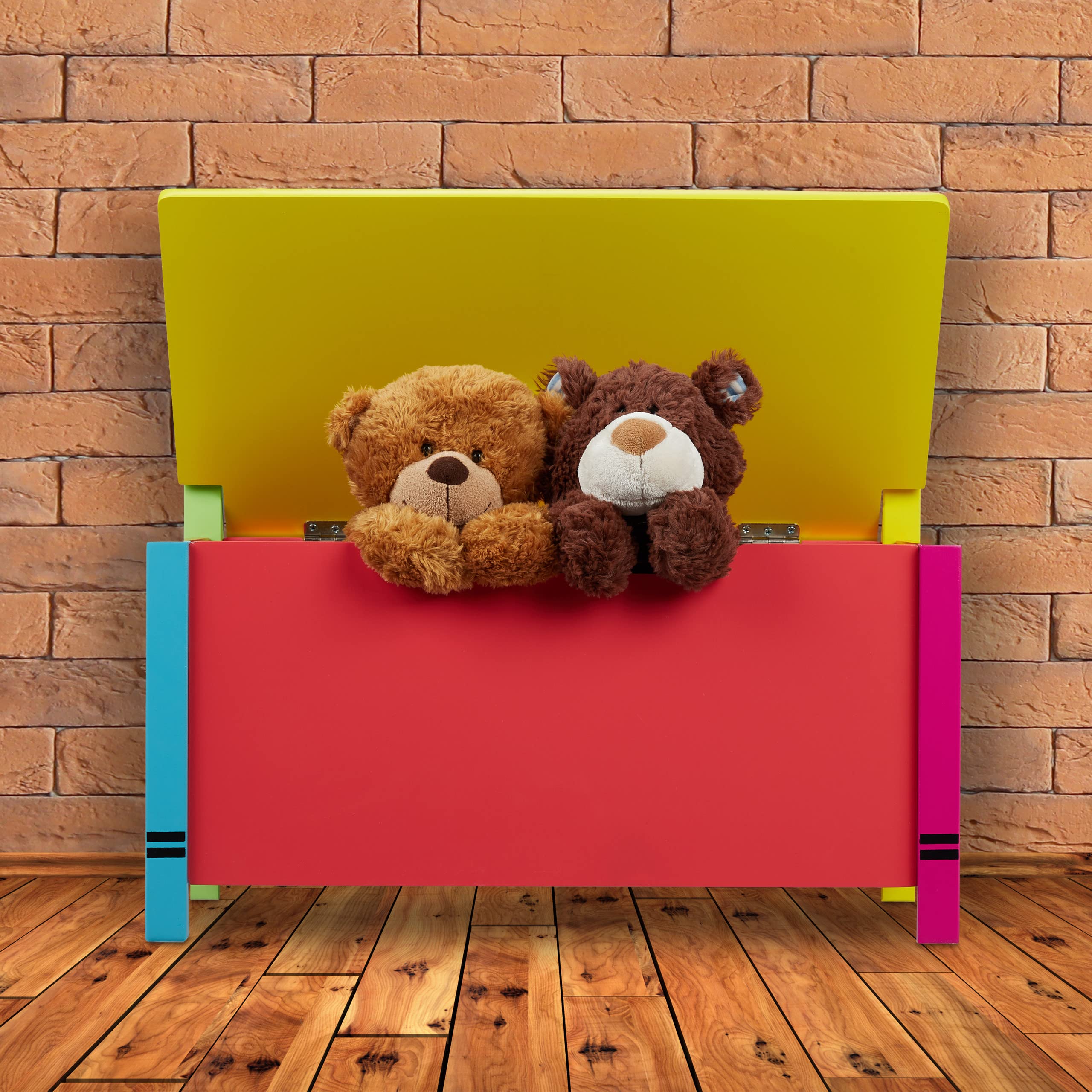 Relaxdays Panchetta con Cassapanca, Salvaspazio, con Coperchio, Cameretta Bambini, HLP 54,5x60x35 cm, MDF, Multicolore