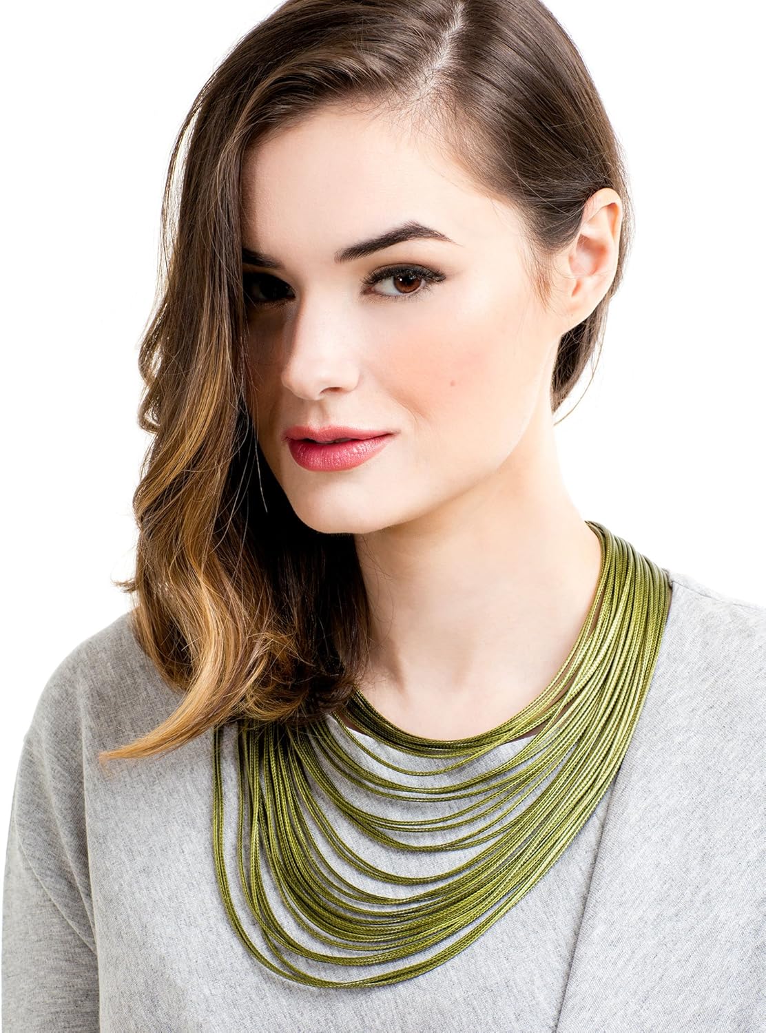 ZENZII Multi Strand Statement Bib Necklace with Magnetic Clasp for Women