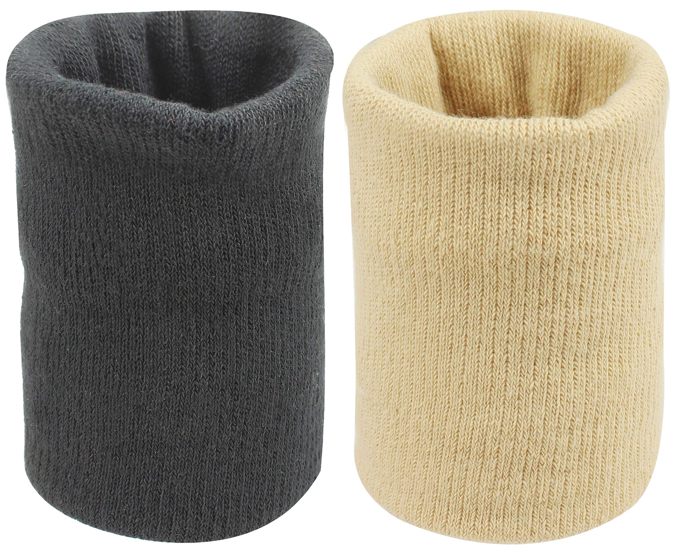 Neska Moda Unisex Black and Beige Pack of 2 Cotton Wrist Band-image-31
