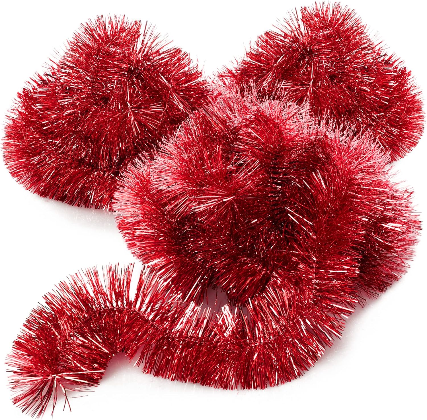 Com-four® Christbaumkugel-Girlande 100cm Rot - Weihnachtsdeko Mit Schneeflocken