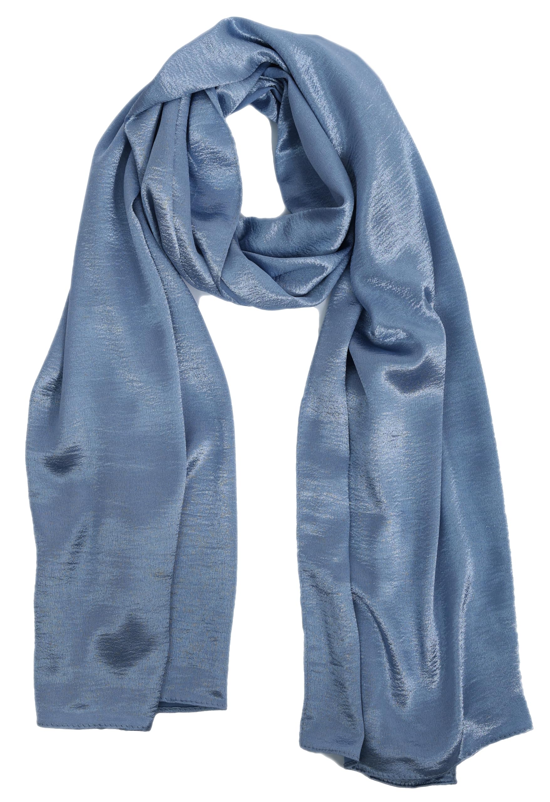 World Of Shawls Women's Blue Luxurious Crushed Velvet Hijab Scarf – Soft Lightweight Gold Shawl For – Elegant Modest Wear, Evening Or Daily Styling, Wedding Or Party Scarf (Blue)