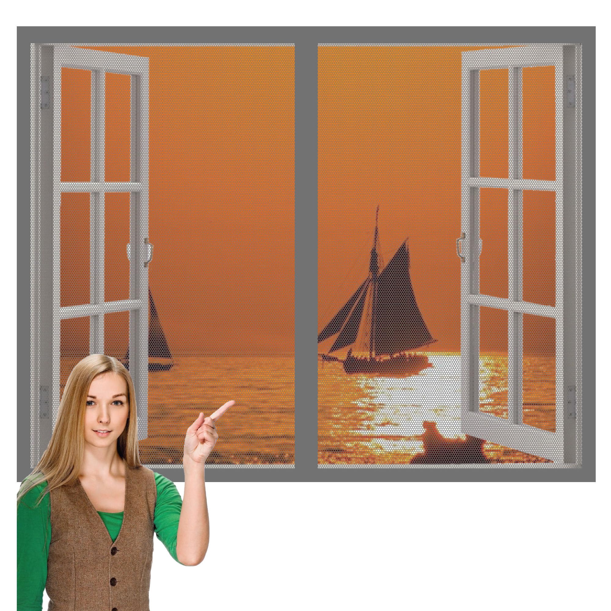 Magnetic Window Fly Screens Windows 170 x 135 cm Keep Fly Mosquito Out No Drilling Screen for Windows Easy Installation for Doors and Patio Screens, Grey