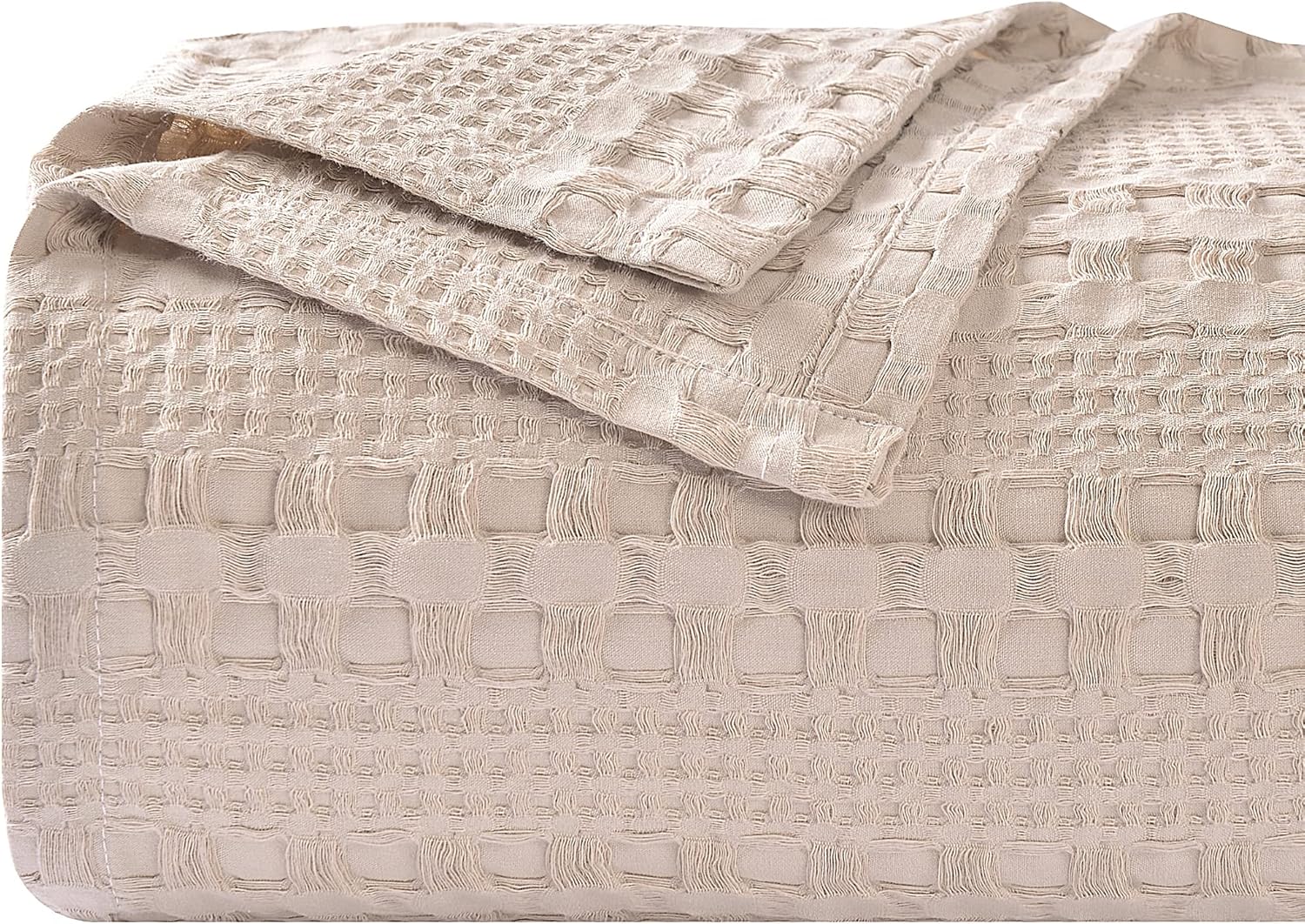 Chavish 100 Cotton Waffle Wave Blanket Queen Size, 90"x98" Luxury Soft Breathable