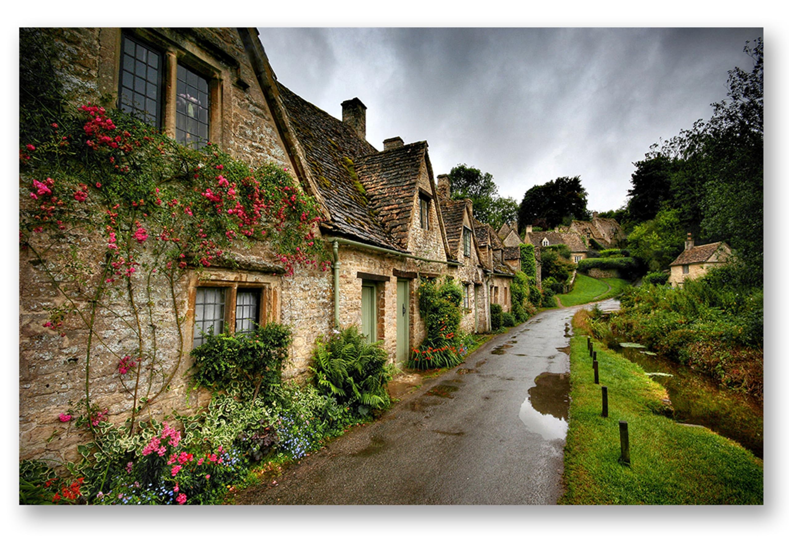 TRUECANVAS Bibury, Wooden Framed Canvas Paintings for Home Decor | Bedroom, Living Room,Wall Decoration | Wall Art Painting, CT0297, Size 16 x 24 in