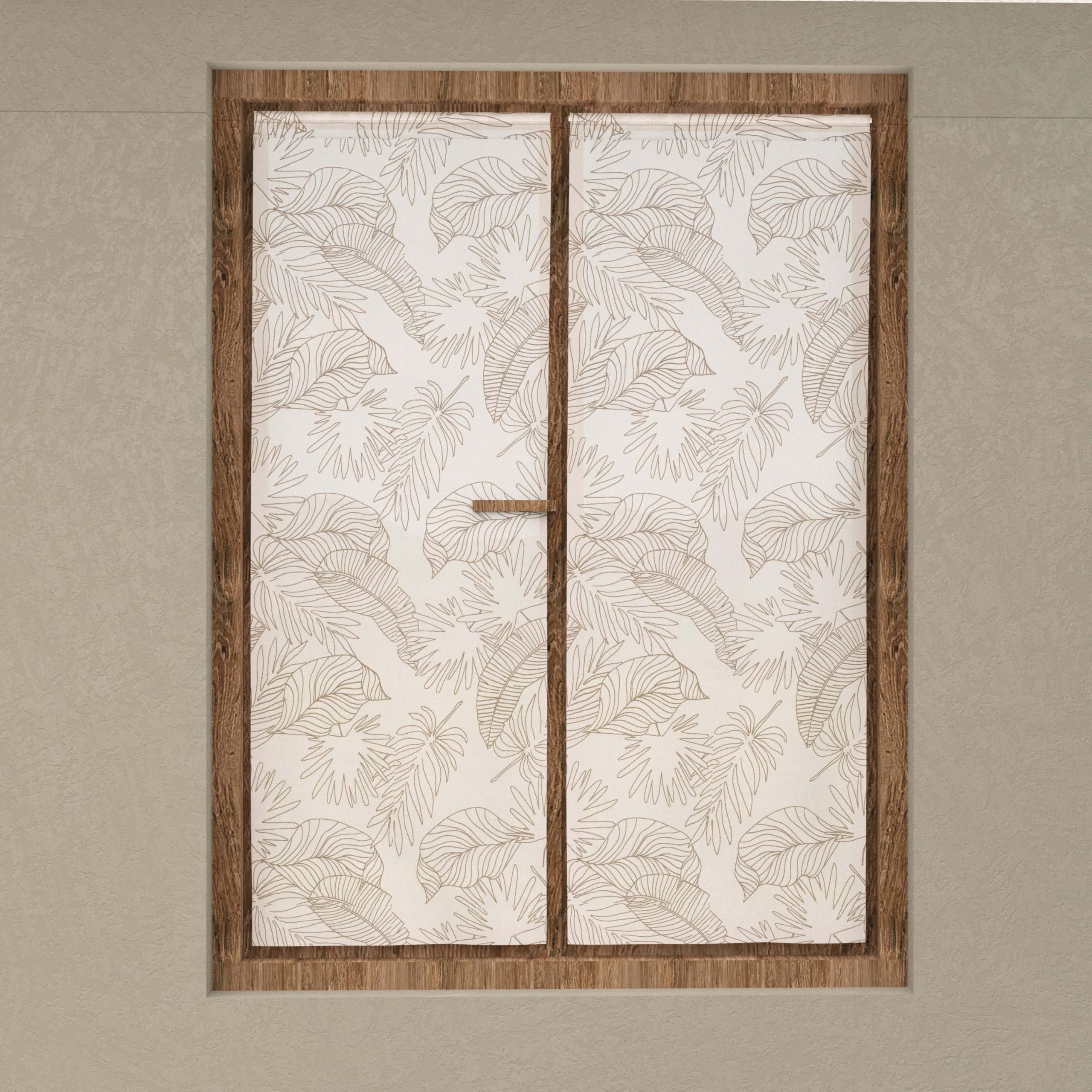 Soleil d'ocre, Celia Pair of Half Curtain 60 x 160 cm Taupe