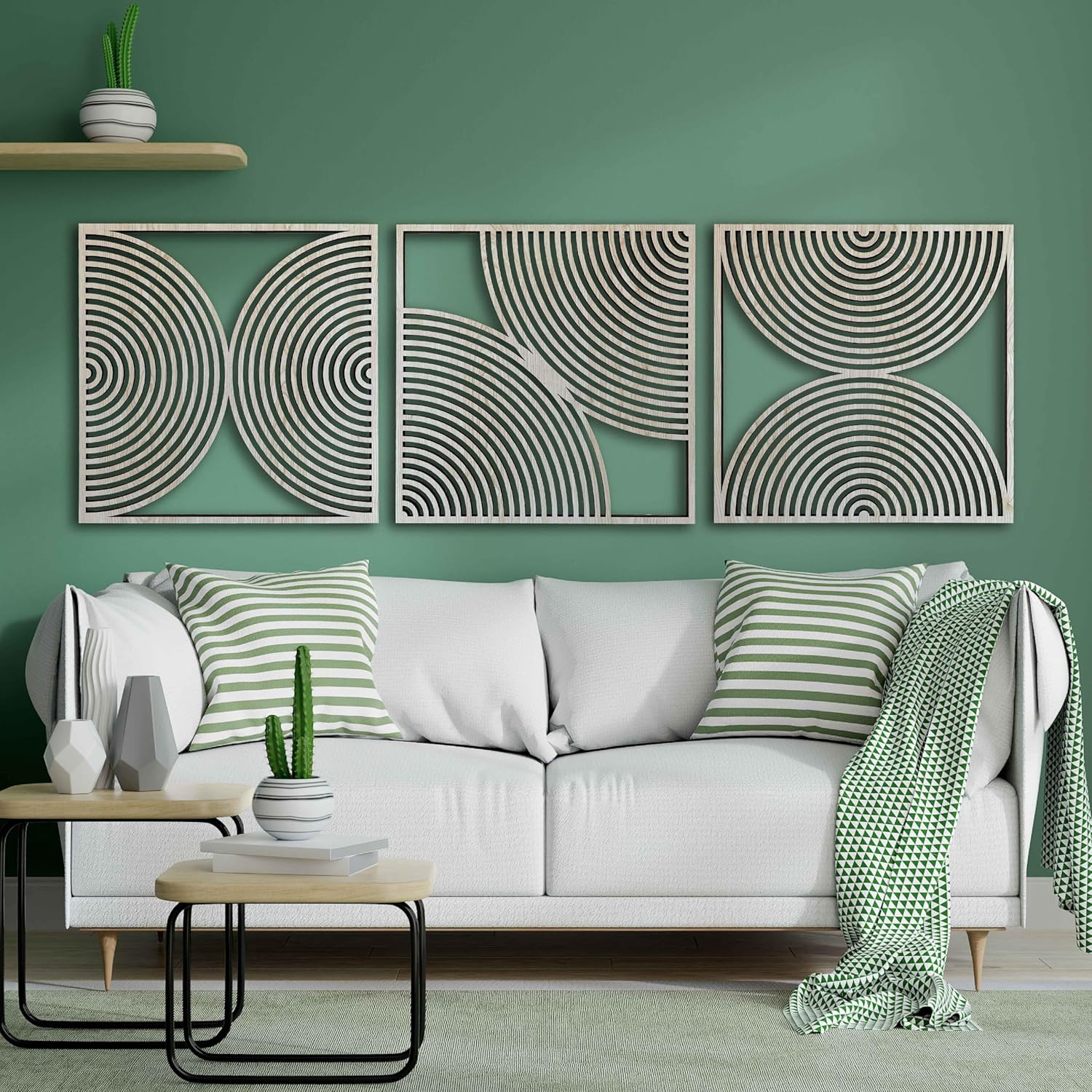 Ent Wood Art Mid Century Modern Wall Art Boho, Set of 3 Wooden Mid Century Wall Art, Wood Home Gift