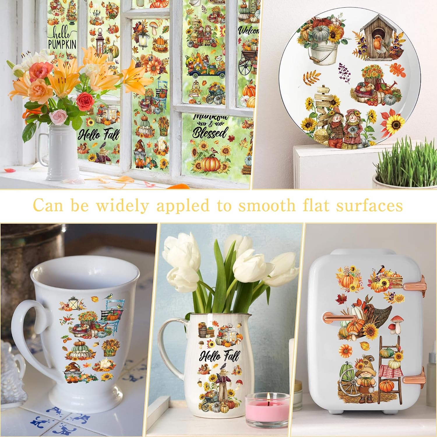 10 Pcs Fall Rub-On Transfers for Furniture & Crafts, 12 x 6 Inch