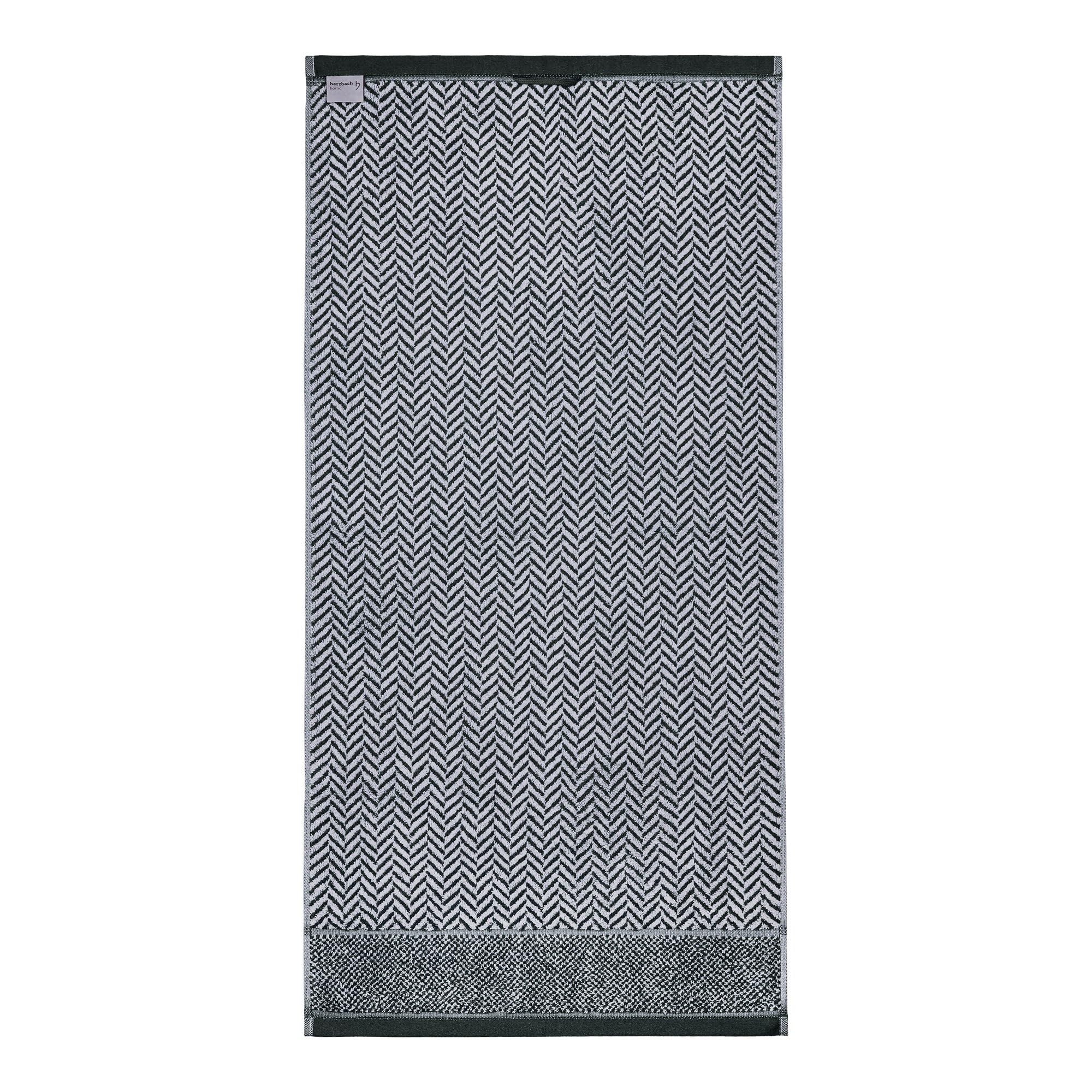 herzbach home Set Di Asciugamani Telo Bagno 100% Cotone 70x140 cm a disegni, antracite