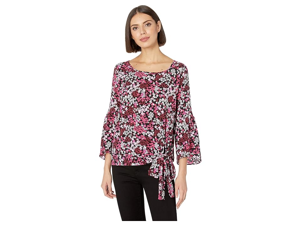 

MICHAEL Michael Kors Mod Garden Tie Top (Black/Electric Pink) Women's Clothing