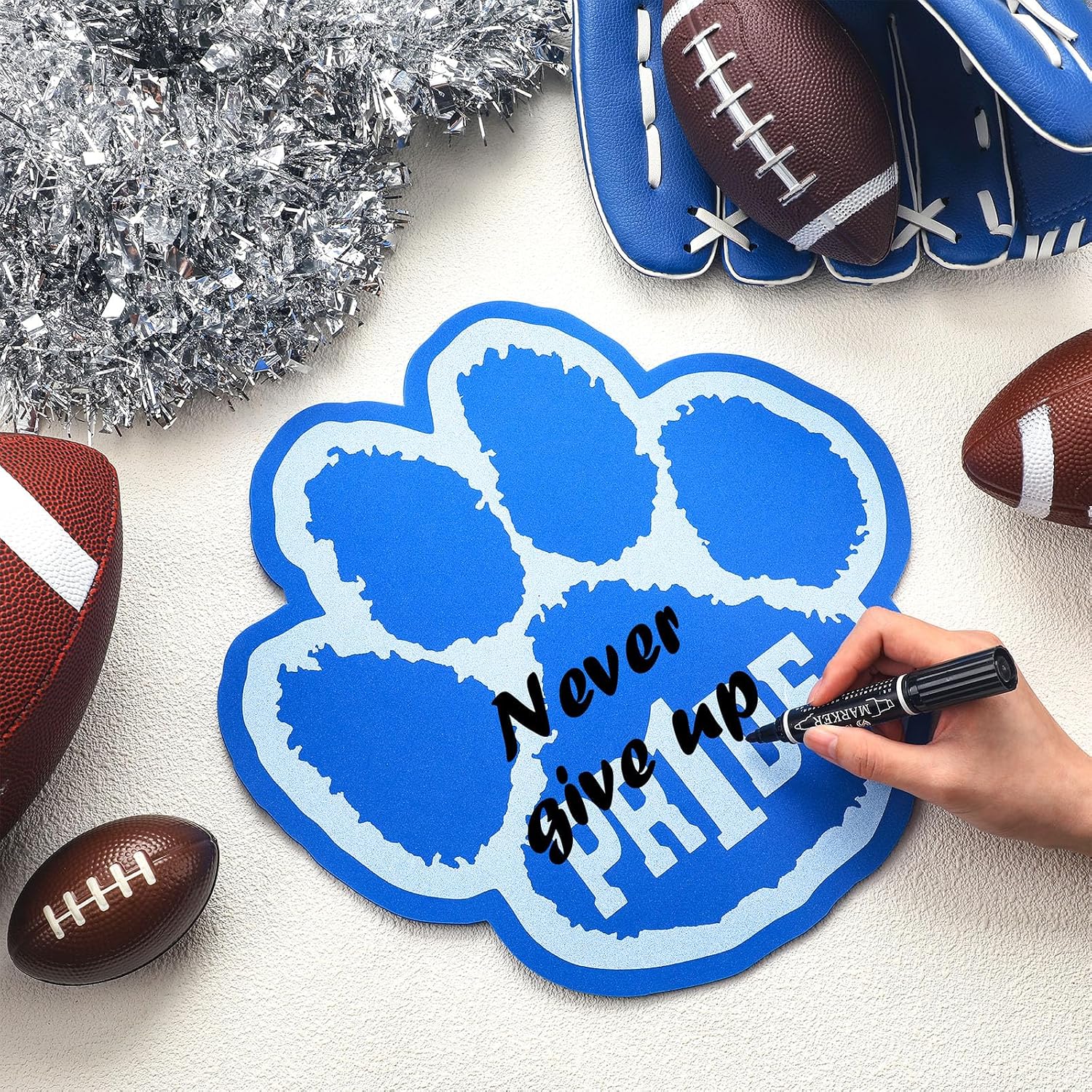 Jecery 6 Pcs Foam Pride Paw 12 Inch Mitts Print Pride Paw Foam Finger for Various Kinds of Sports Themed Party Supplies for Baseball Hockey Football Basketball Events Schools Team Gifts