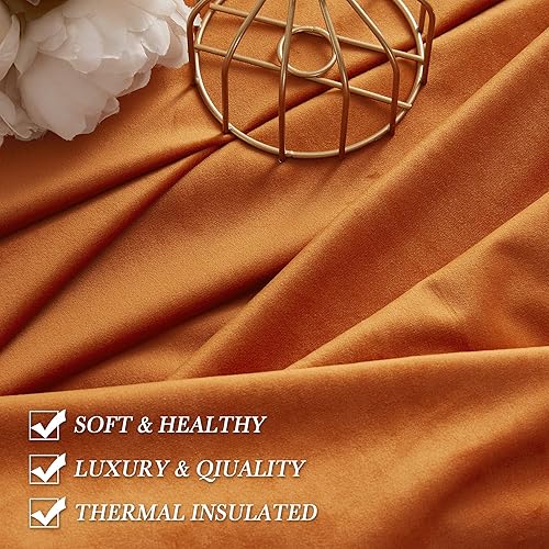 Miniatura 6 de RYB HOME Cortinas de terciopelo naranja para dormitorio, oscurecimiento de la habitación, tratamiento de ventana de privacidad para sala de estar,