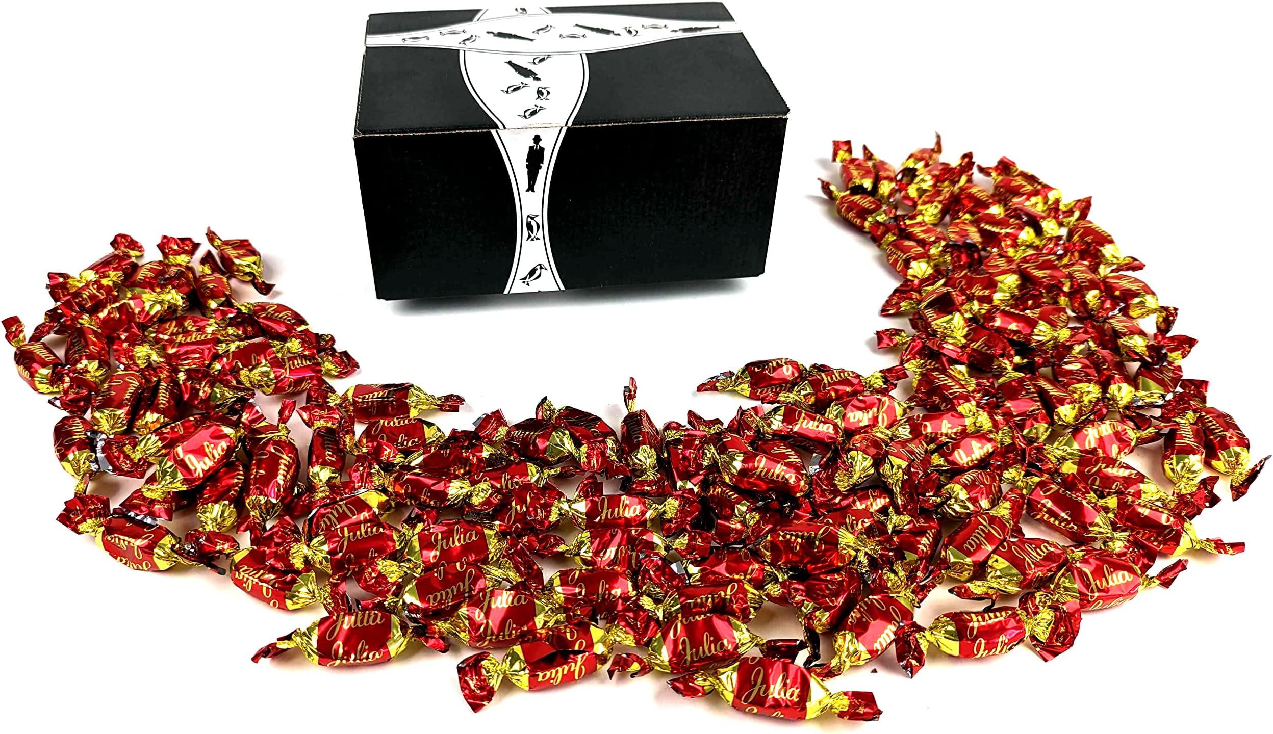 Fazermint Julia Dark Chocolate Covered Fruit Marmalade Candy, 2 lb Bag in a BlackTie Box