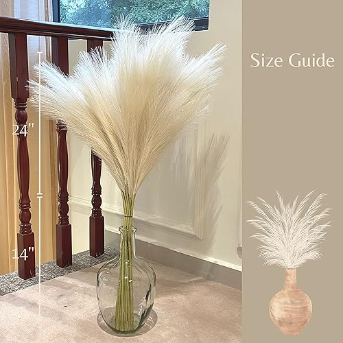 Miniatura 4 de PERFNIQUE Decoración de hierba de las pampas alta, 9 pompas, hierba de pampa sintética grande, 38 pulgadas de alto para jarrón de suelo, plumas para