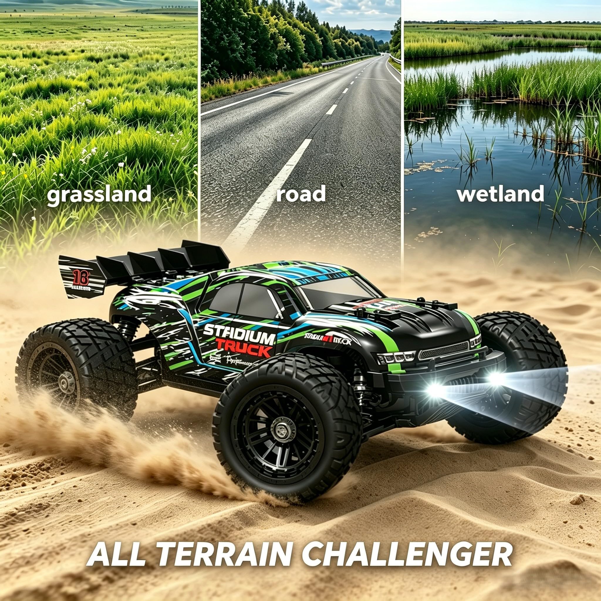 HAIBOXING Ferngesteuertes Auto, 2,4 GHz 1:18 Proportional 4WD 36+ km/h Hobby Offroad Monster RC Truck, wasserdichte RC Truggy RTR Geländegängig Spielzeug