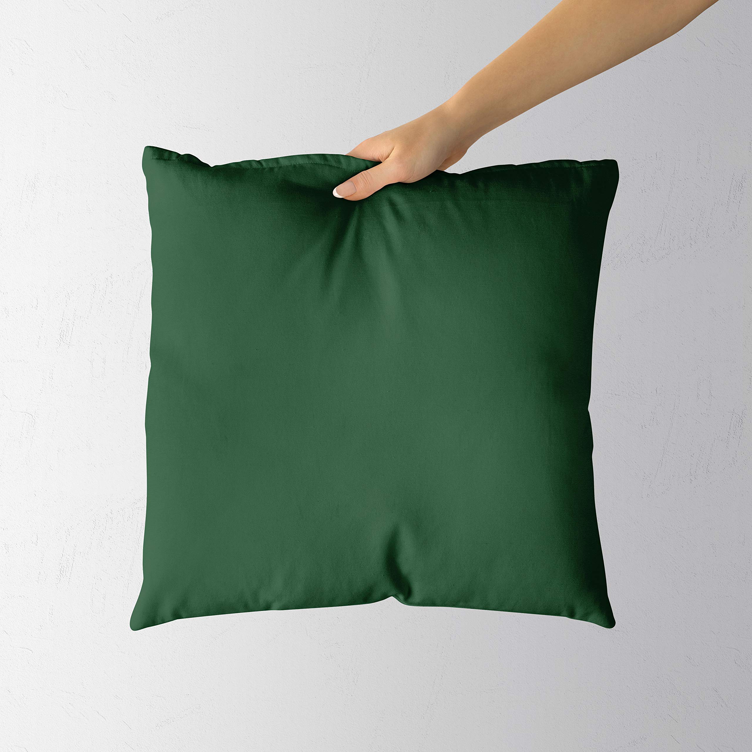 Cushion Cover- Set of 2 Covers- for Sofa Couch Bed Deevan Chair- Bottle Green 18x18 inch (45x45 cm) Cotton Plain Removable Cover, Insert not Included 2