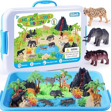 Billeeit Animal Sensory Bin Sand Toy, Play Sand Kit, Kids 3+