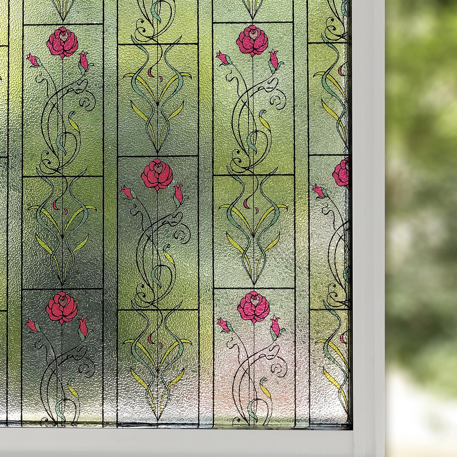 Window Privacy Film 1/2/3/5M Decorative Window Film Static Cling Stained Glass Stickers Christmas Decorations For Home(90x200 cm)